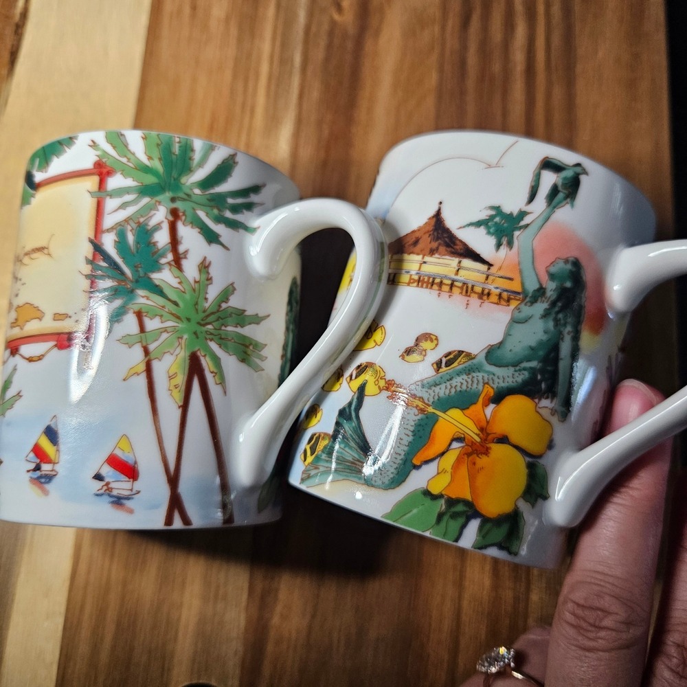 Tiffany & Co HP Hewlett Packard Achievers Club 1998 Caribbean Mugs Set of 2